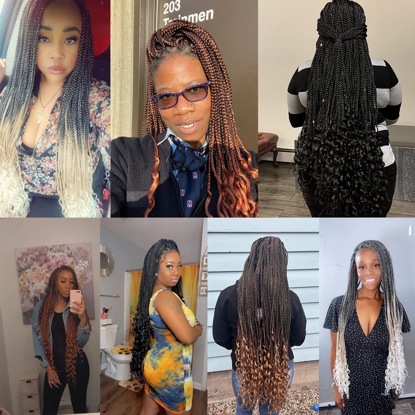 Xtrend 8 Packs 34 Inch Jumpo Box Braiding Hair Goddess Box Braids Crochet Hair Curly Ends Pre-looped Synthetic Long Braids for Women (12Strands/pack T27#)
