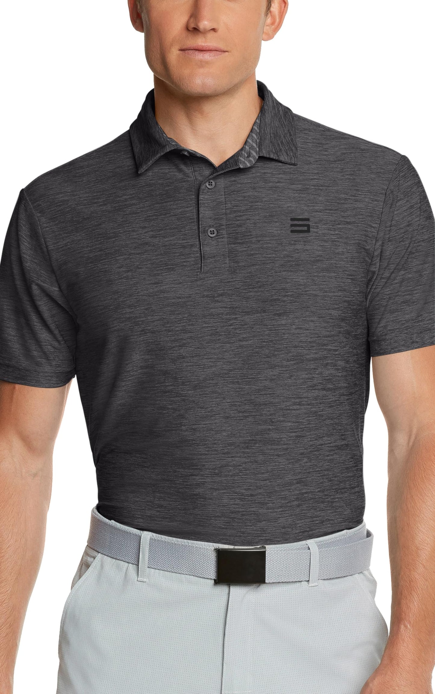 Three Sixty Six Slim Fit Golf Shirts for Men - Dry Fit Short-Sleeve Polo, Athletic Casual Collared T-Shirt Black