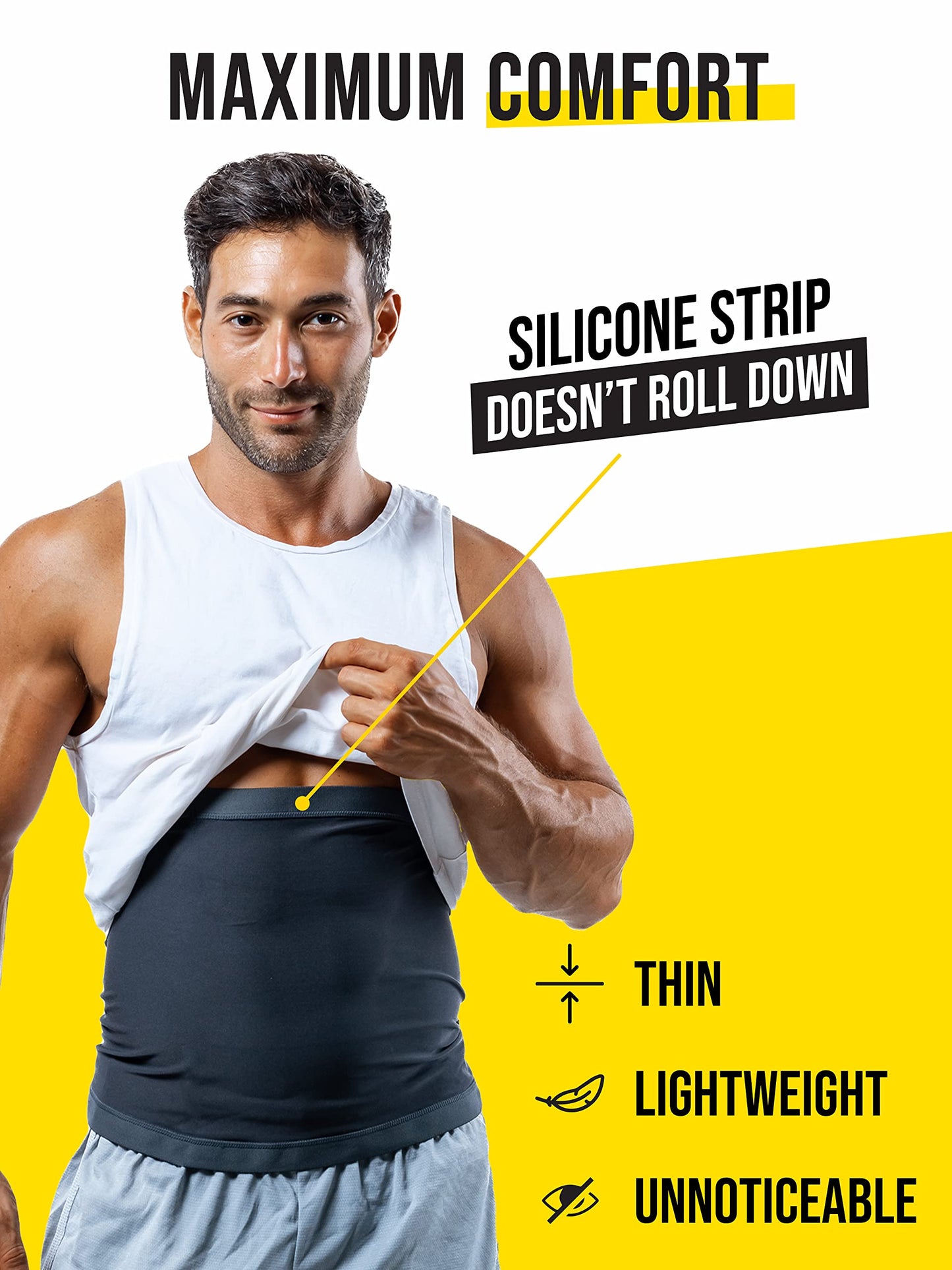 Sweat Spark Waist Trimmer for Men (Black, XS) - Sweat More, Shape Your Back & Abdomen, Wear During Workout