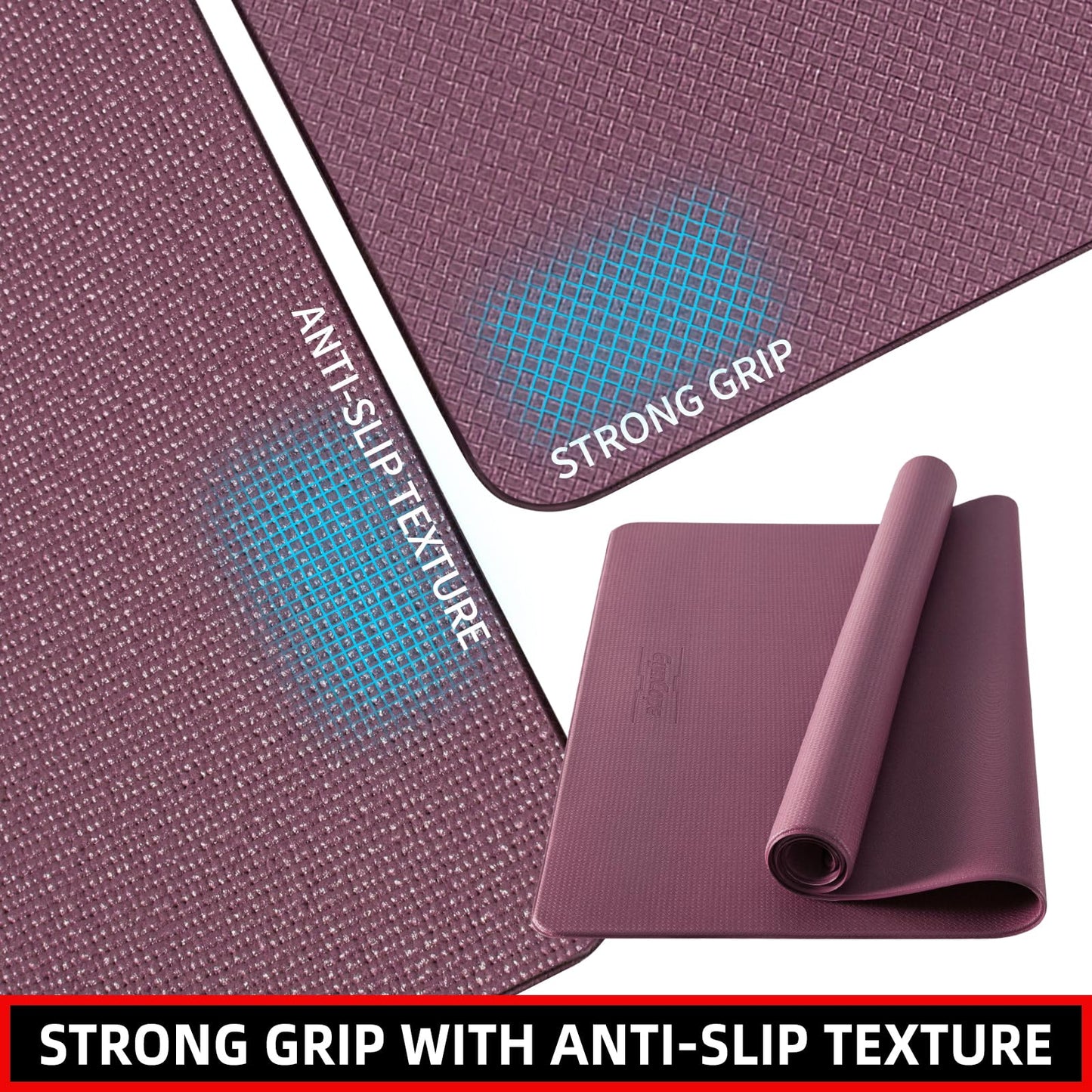 GymCope 10MM Thick Yoga Mat, 72" x 48" Large Workout Mat for Home Gym, Edge-Seamed Design, Superior Grip, Shock-Absorbing Cushion, Ultimate Comfort and Protection for Yoga, Fitness Training