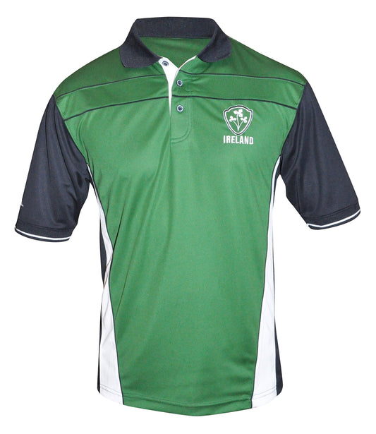 Croker Ireland Performance Shirt, Medium - Green Polyester Embroidered Athletic Polo