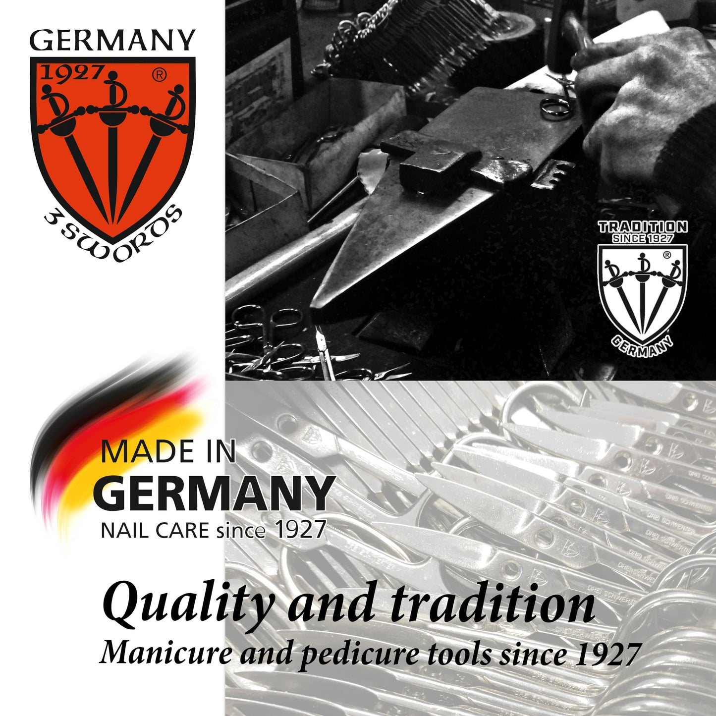 3 Swords Germany - brand quality STAINLESS STEEL INOX STRAIGHT NAIL SCISSORS (1 PIECE) with case for manicure pedicure - nail care by 3 Swords - Made in Germany