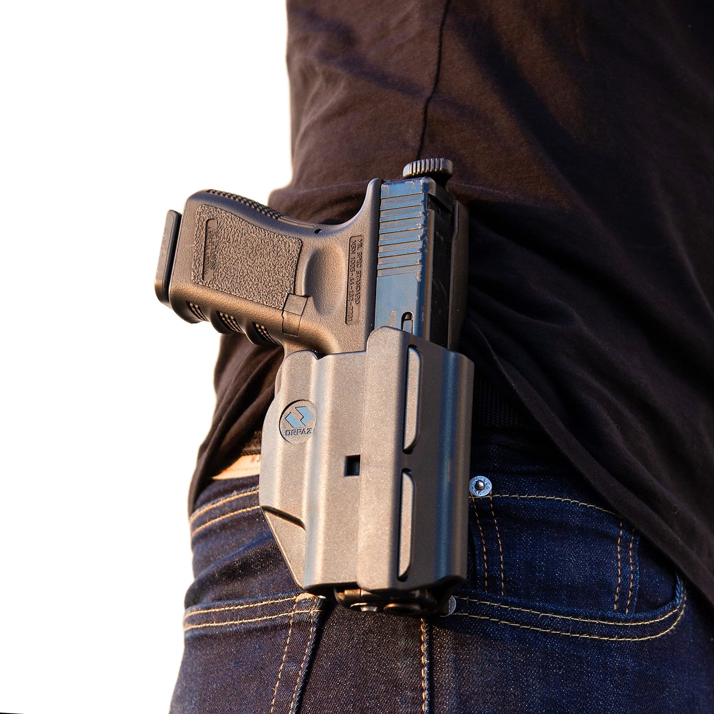 Orpaz T41 Adjustable and Modular Gun Holster Compatible with OWB Gun Holder with Light/Laser/Optics, Paddle Holster - Unisex - Will Secure Your Handgun with a Tactical Appearance