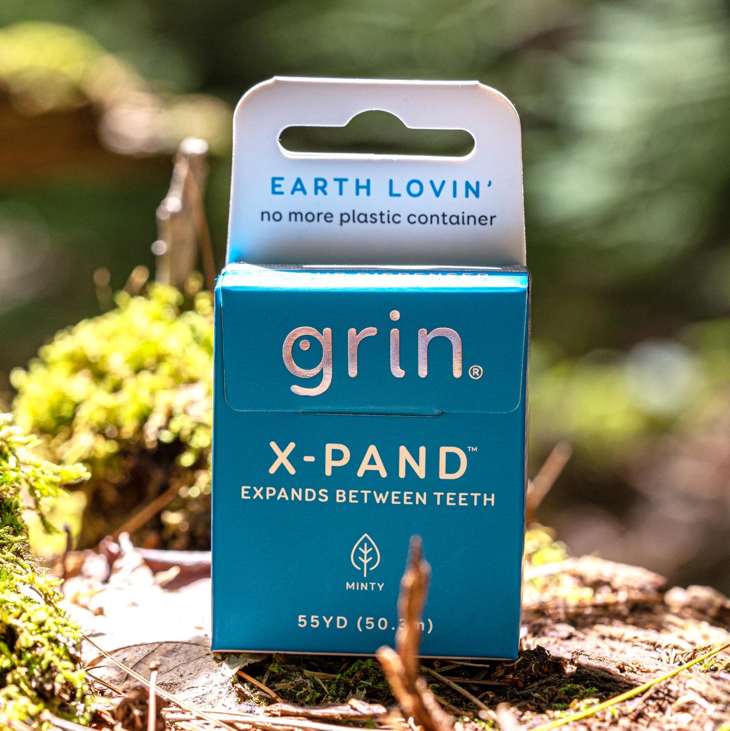 GRIN X-Pand Floss Box, Expands Between Teeth, 55 Yards (50.3m), Minty Flavor, Recyclable Packaging, 165 Feet of Strong Fine Dental Floss, No More Plastic Container, No Shredding or Breaking