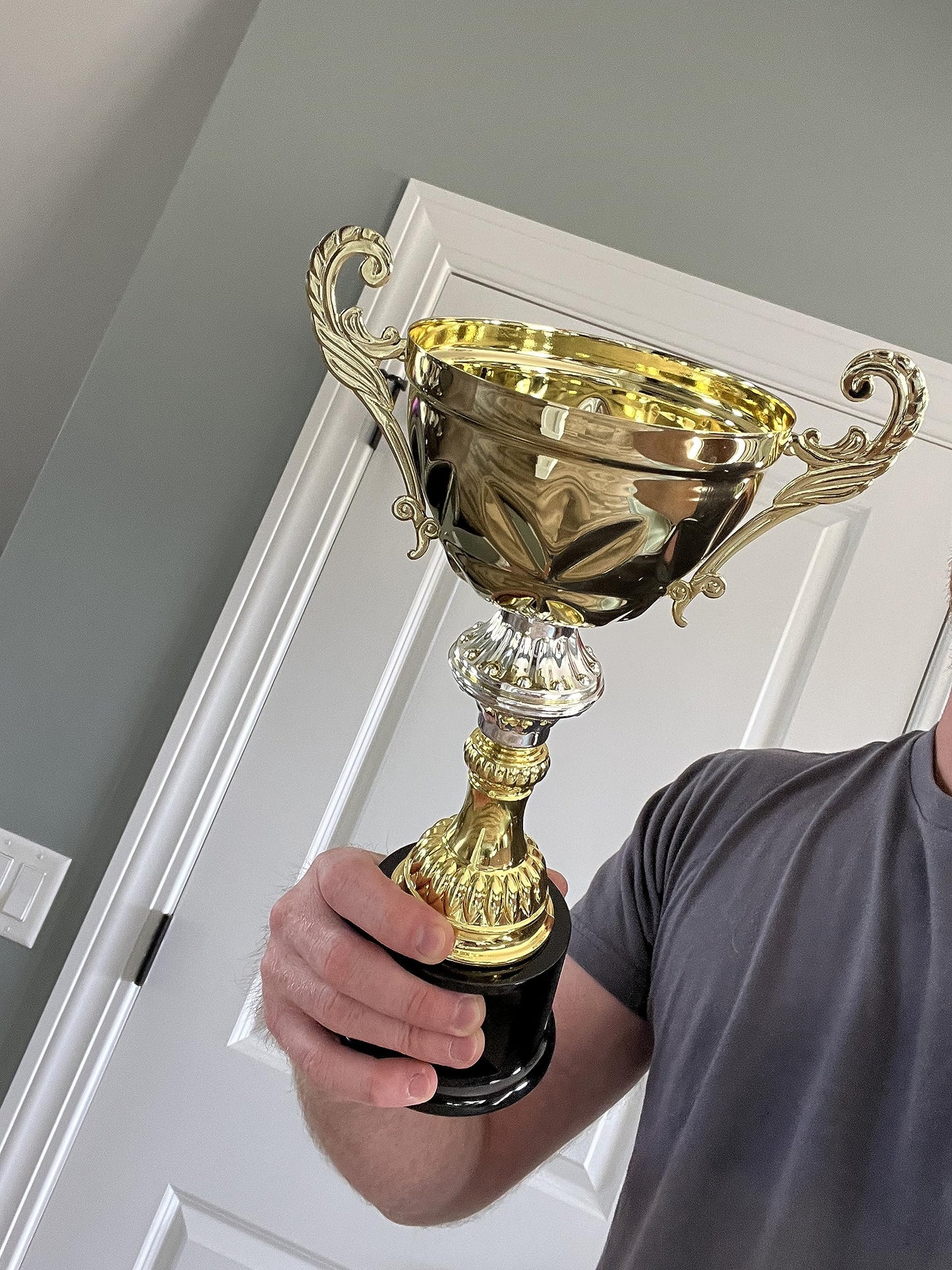 Griffco Supply Metal Cup Trophy in Gold or Silver - Trophy Award, Engraved Corporate Trophy Cup Award (10", 11.5", 13" or 14.5" Tall) - Free Engraved Plate Included (Gold, 8.75" X-Small)