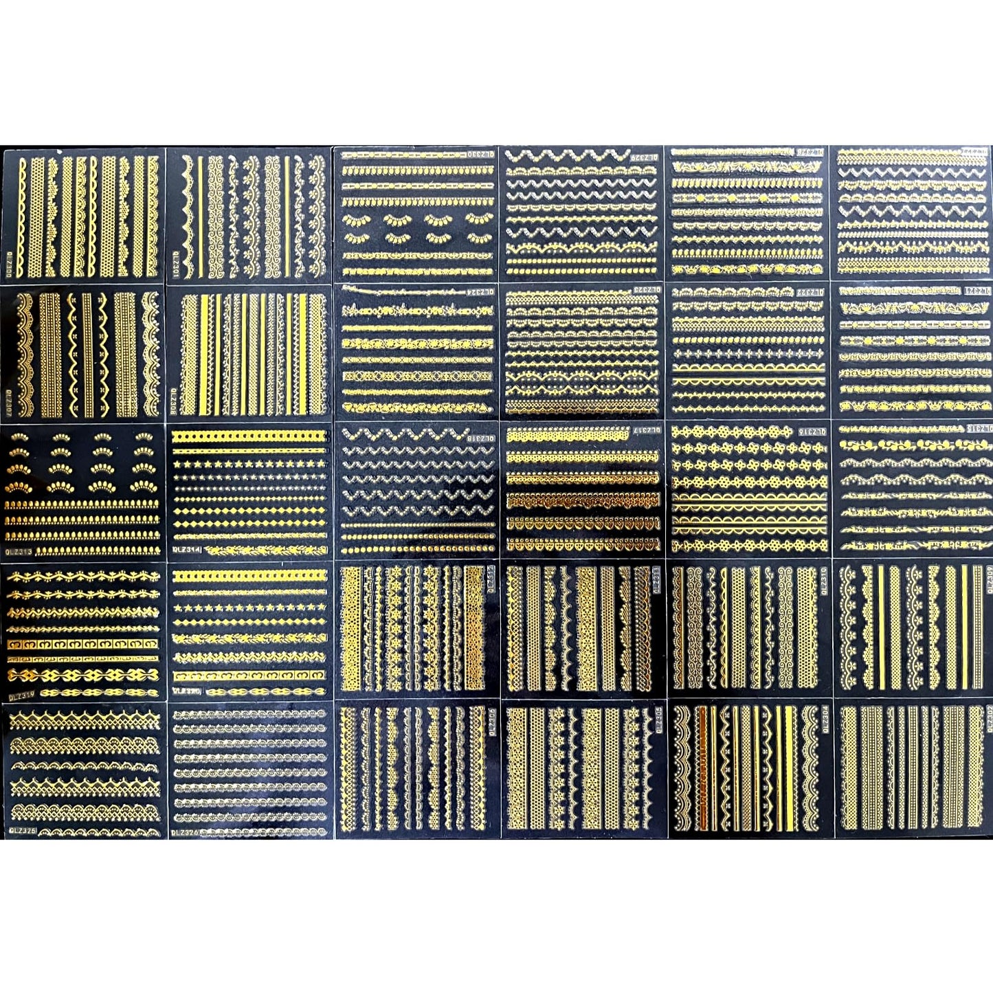 30 Sheets Gold Line Nail Art Stickers Gold Lace Nail Stickers 3D Self-Adhesive Gold Nail Decals Acrylic Nails DIY Design Nail Supplies for Women