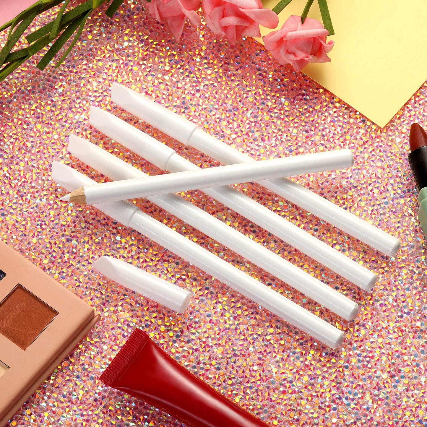 12 Pieces White Nail Pencil 2-in-1 Nail Whitening Pencils French Nail Design Pencils with Cuticle Pusher for DIY Nail Design Manicure Supplies