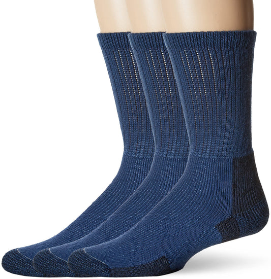 thorlos unisex adult Kx Max Cushion Crew Hiking Socks, Dark Blue (3 Pairs), Large US