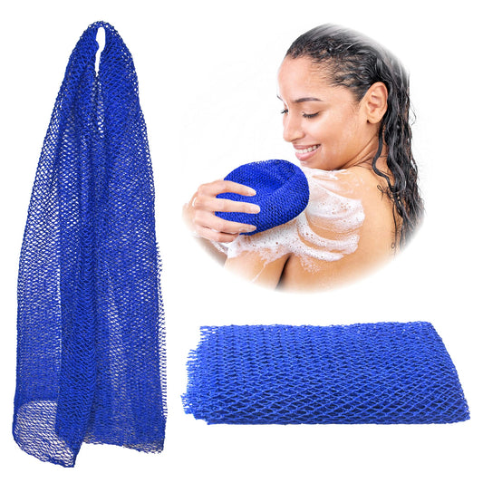 Adeton African Exfoliating Net Sponges, Authentic, Real, Body Scrubber, Long Wash Cloth, Body Exfoliator, 17 Colors, Sapo, Shower Accessories, Back Foot Scalp Scrub, Flat Dead Skin Remover (Navy Blue)