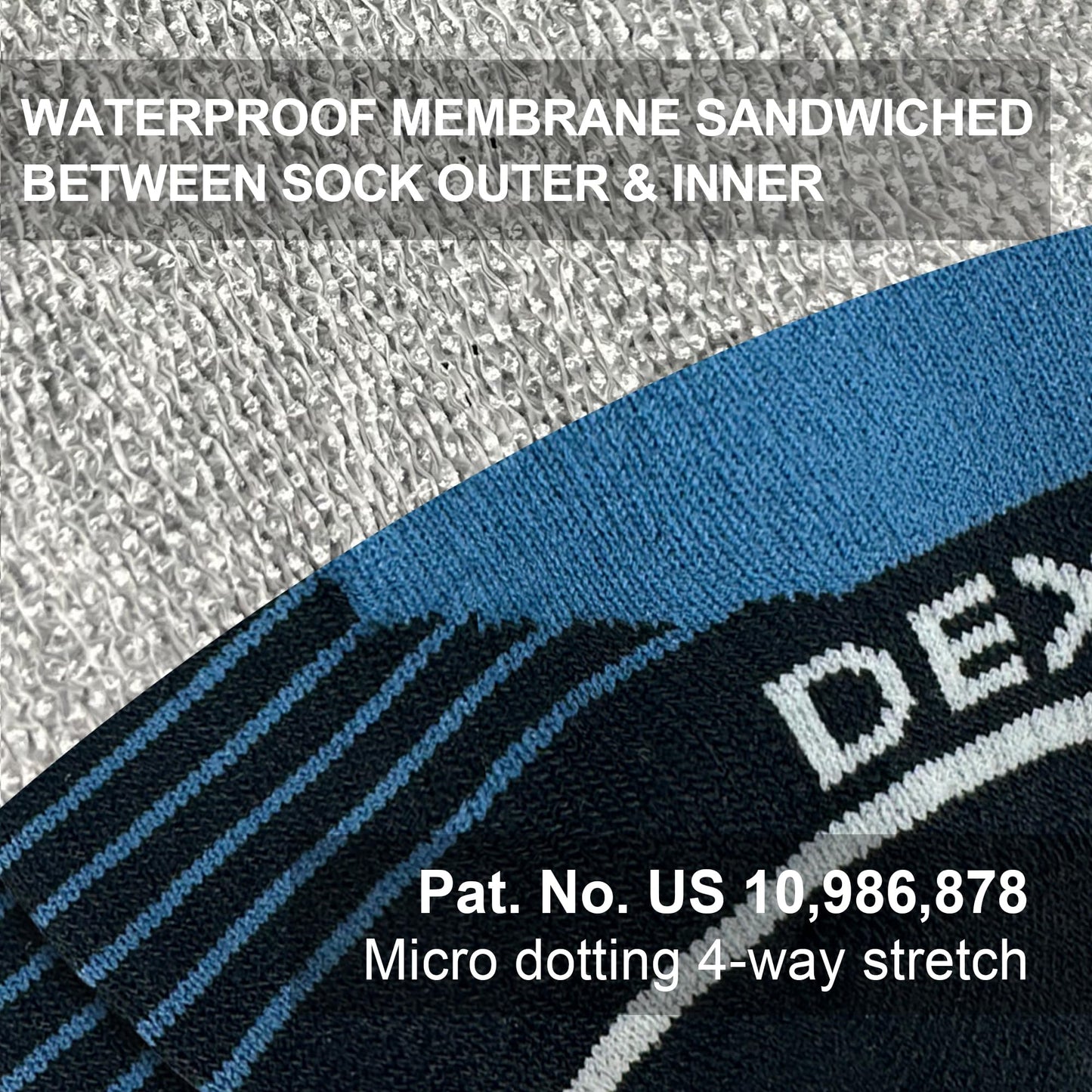 DexShell Waterproof Socks for Men and Women Winter Trail Running, Hiking, Cycling - Moisture Wicking Coolmax Inners, Ankle Mallard Blue,Unisex Large