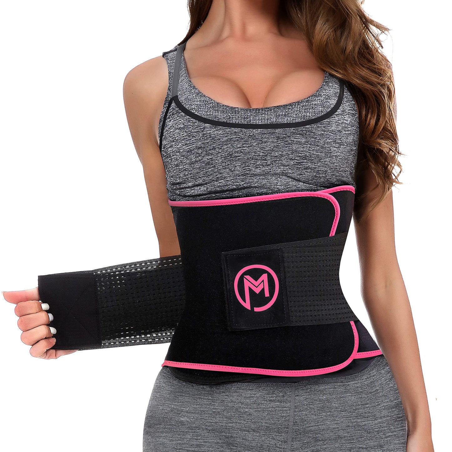 MERMAID'S MYSTERY Waist Trimmer for Women and Men - Sweat Bands for Stomach - Sweat Belt for High-Intensity Training Workouts - Pink S