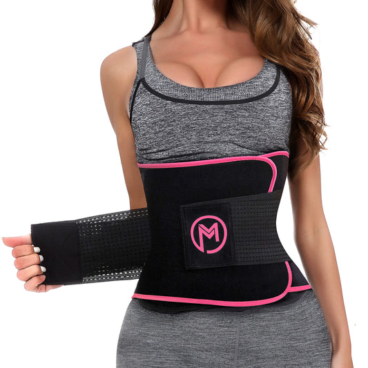 MERMAID'S MYSTERY Waist Trimmer for Women and Men - Sweat Bands for Stomach - Sweat Belt for High-Intensity Training Workouts - Pink S