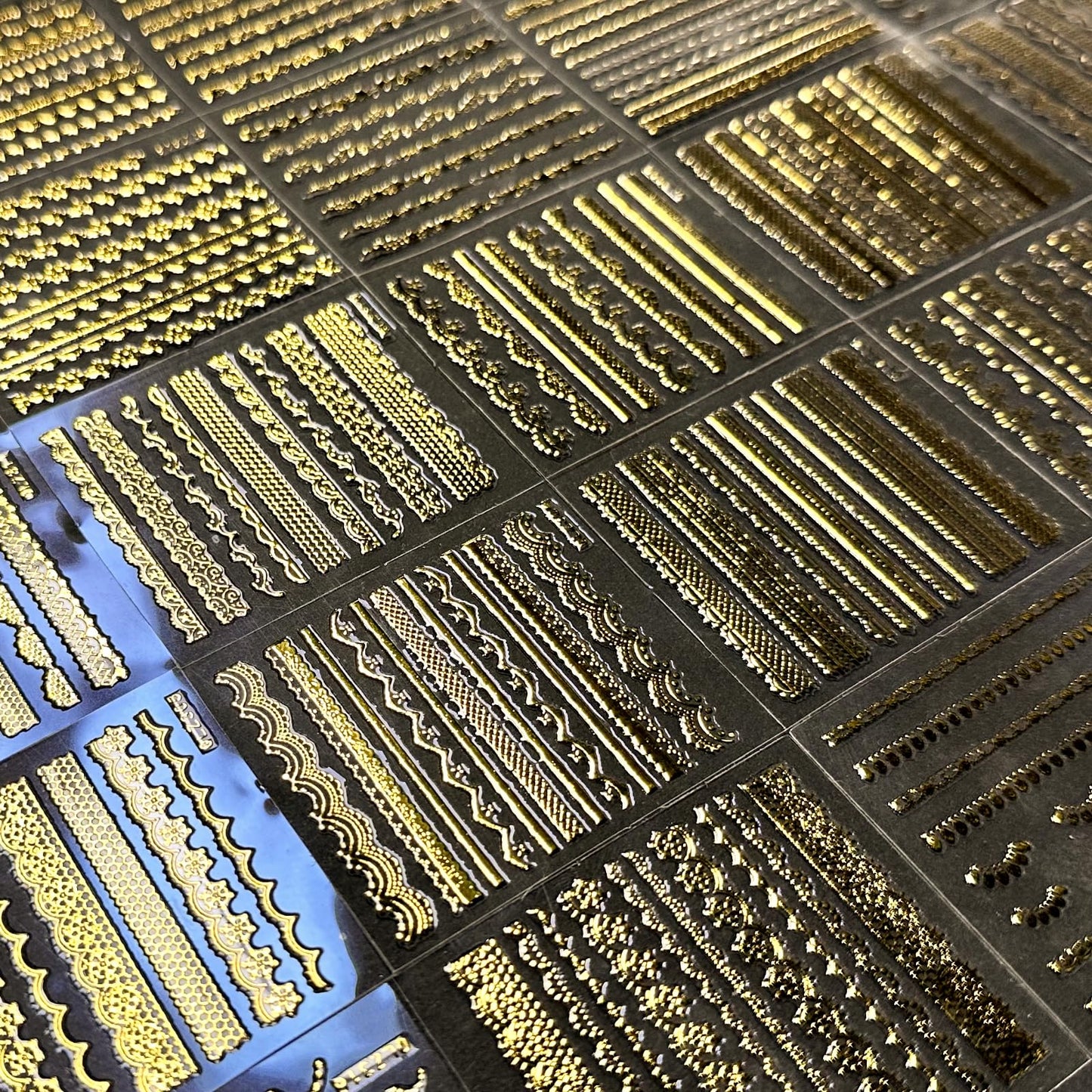 30 Sheets Gold Line Nail Art Stickers Gold Lace Nail Stickers 3D Self-Adhesive Gold Nail Decals Acrylic Nails DIY Design Nail Supplies for Women