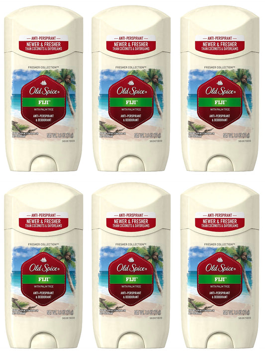 Old Spice Antiperspirant and Deodorant for Men Fiji with Palm Tree Scent 2.6 Oz (Pack of 6)