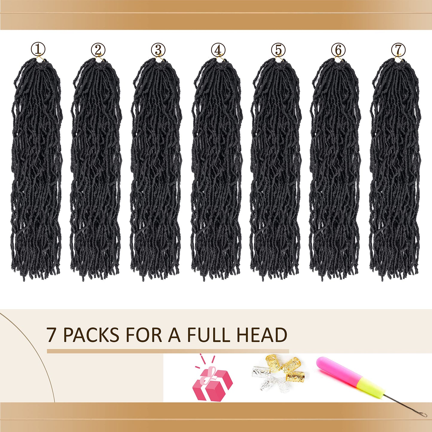 Faux Locs Crochet Hair Soft Locs 18 inch 7 Packs Short Pre Looped Crochet Locs Goddess Locs Crochet Hair For Black Women Braiding Hair Extensions (18 Inch (Pack of 7), 2#)