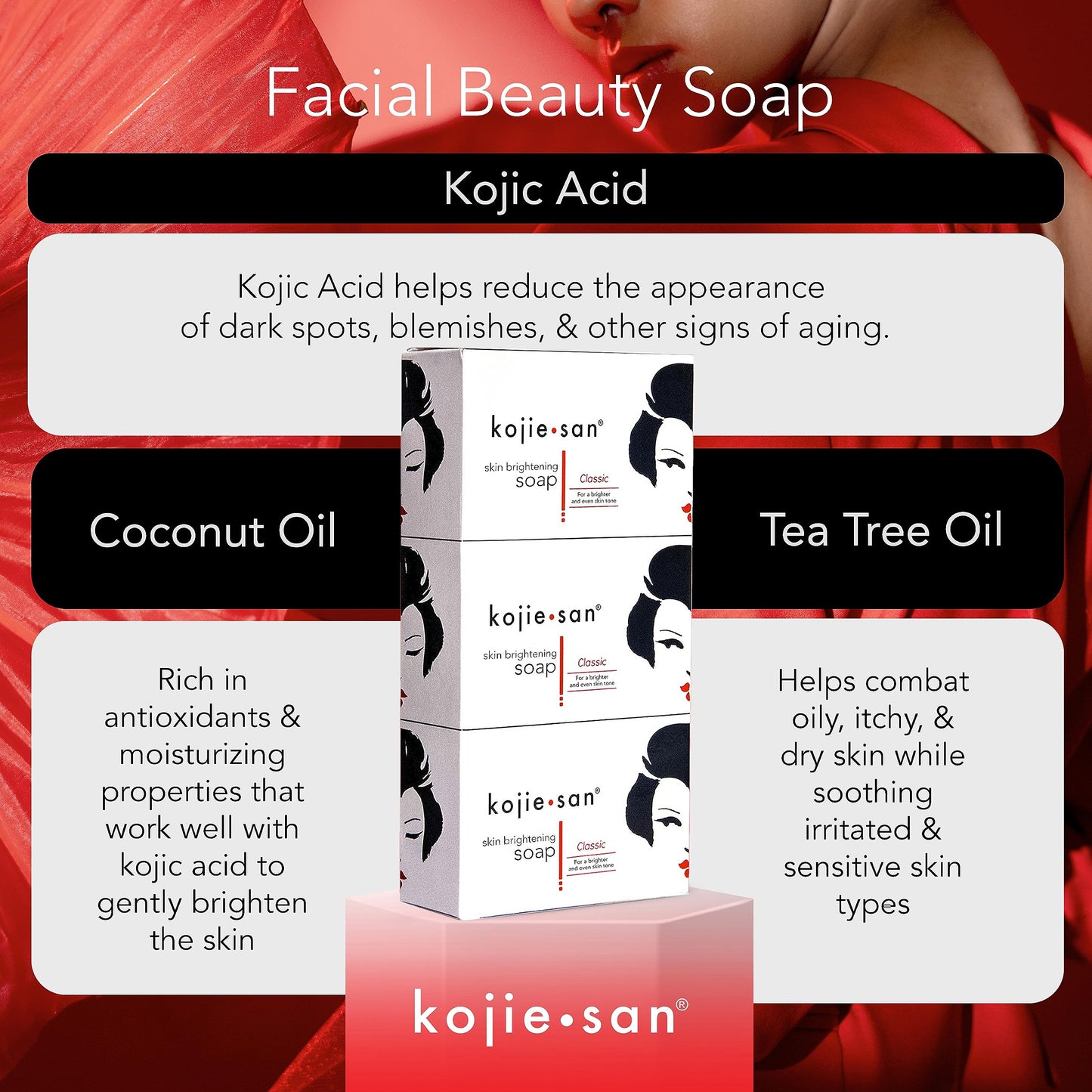 Kojie San Skin Brightening Soap – The Original Kojic Acid Soap that Reduces Visibility of Dark Spots, Hyper-pigmentation, & Other Types of Skin Damages – 100g x 6 Bars