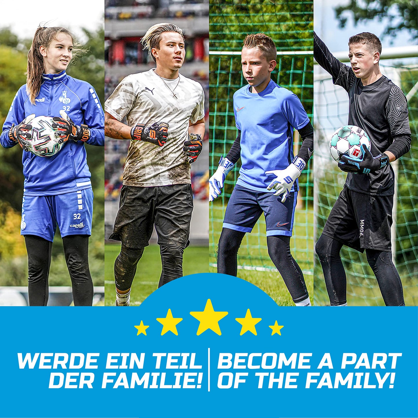 GRIPMODE Aqua Junior Goalkeeper Gloves Children with Fingersave I Goalkeeper Gloves with Individual Removable Finger Protection I Football Goalkeeper Gloves with Latex Coating for Good Grip I Size 4-6