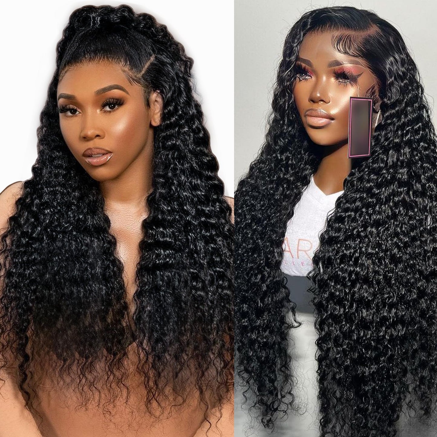 13x6 Deep Wave Lace Front Wigs Human Hair 180% Density Deep Wave Frontal Wigs Human Hair HD Lace Curly Wigs for Black Women Pre Plucked with Baby Hair Curly Lace Front Wig Human Hair 22 Inch