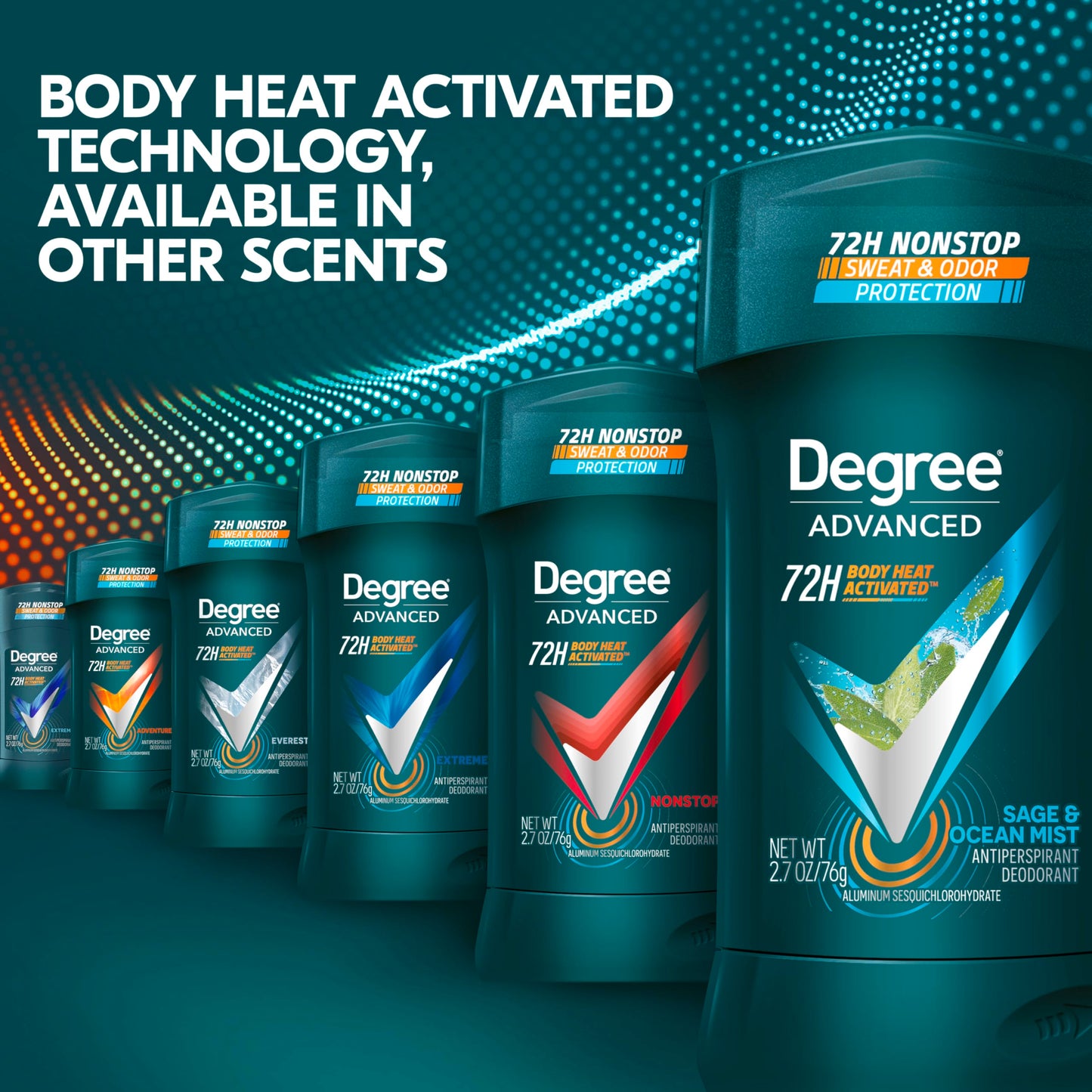 Degree Men Antiperspirant Deodorant Sage & Ocean Mist 72-Hour Sweat and Odor Protection Antiperspirant For Men With Body Heat Activated Technology 2.7 oz