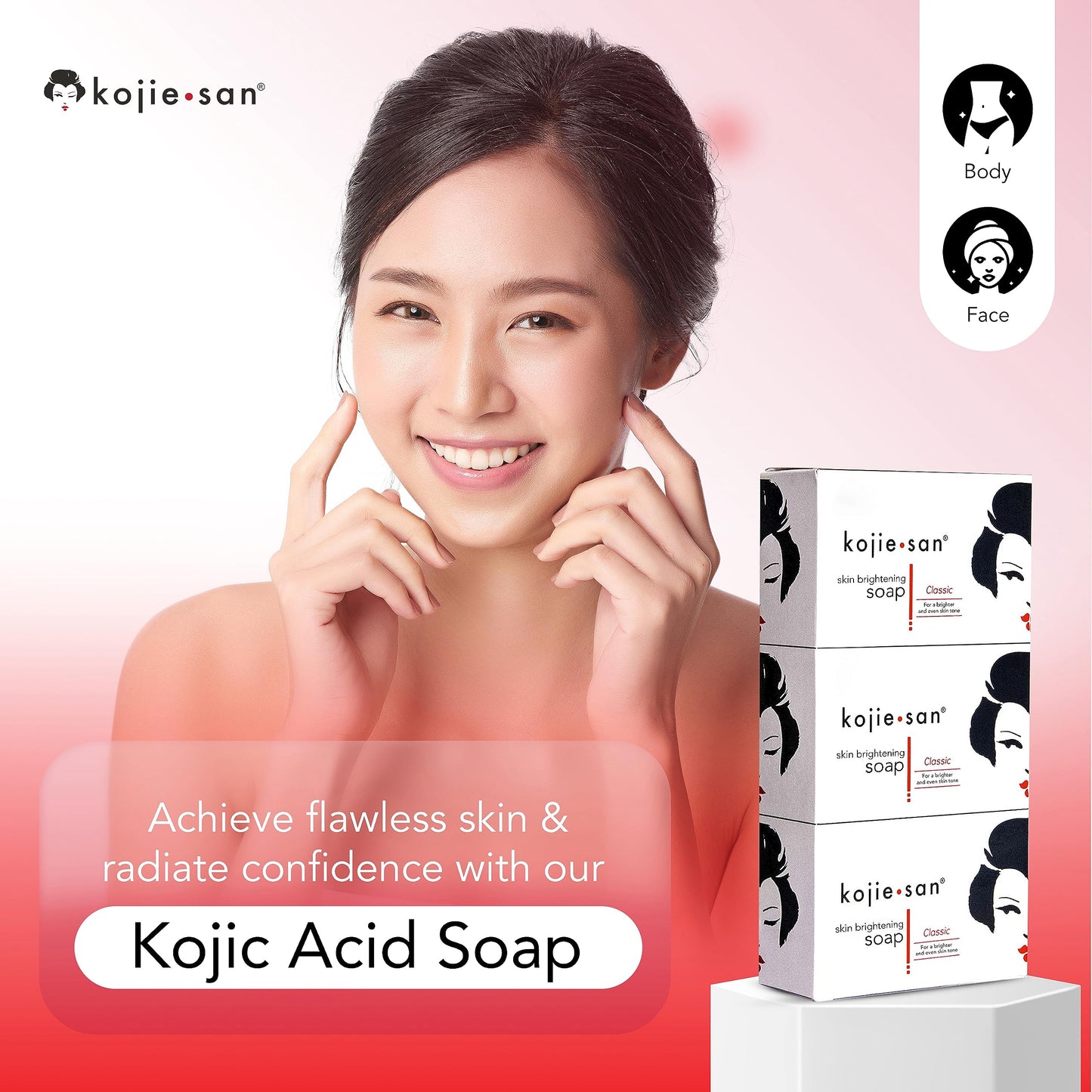 Kojie San Skin Brightening Soap – The Original Kojic Acid Soap that Reduces Visibility of Dark Spots, Hyper-pigmentation, & Other Types of Skin Damages – 100g x 6 Bars