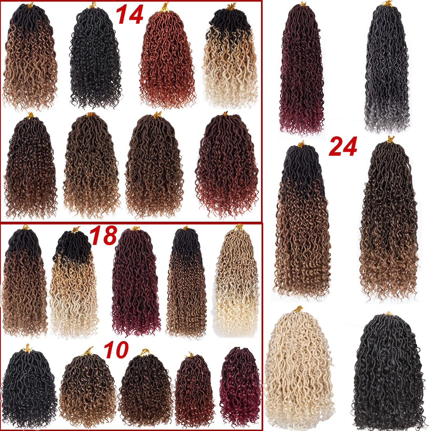 Beverlee 24 Inch Goddess Locs Crochet Hair 8 Pcak Boho Faux Locs Boho Goddess Locs Crochet Locs Pre Looped Soft Hippie Locs Synthetic Bohemian Curly Crochet Locs Hair for Black Women 1B/30/27#