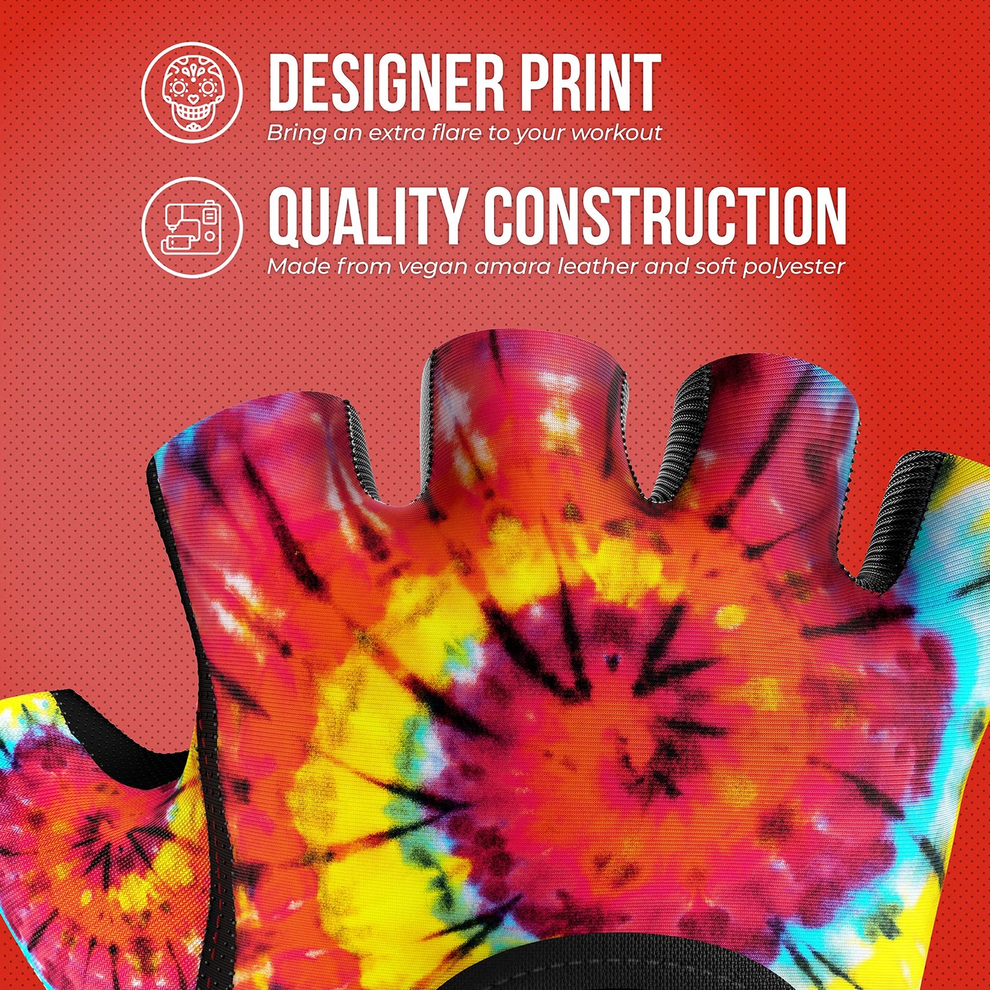 Contraband Pink Label 5347 Womens Designer Workout Gloves | Tie Dye Print w/Grip-Lock™ Silicone Palm (X-Small, Rainbow)