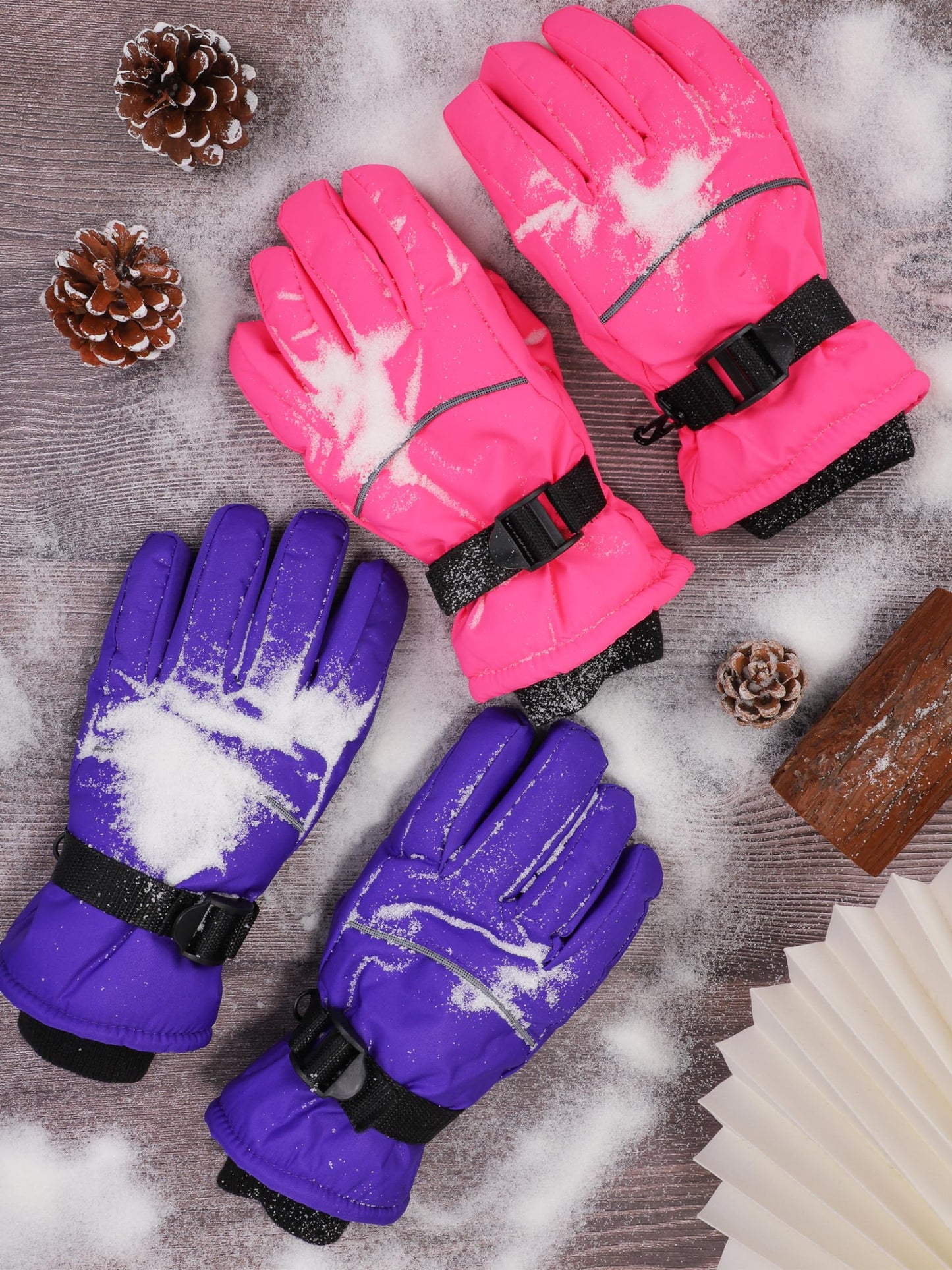 Cooraby 2 Packs Winter Kids Ski Gloves Thick Warm Snow Gloves Waterproof Unisex Kids Mitten Gloves for Girls Boys