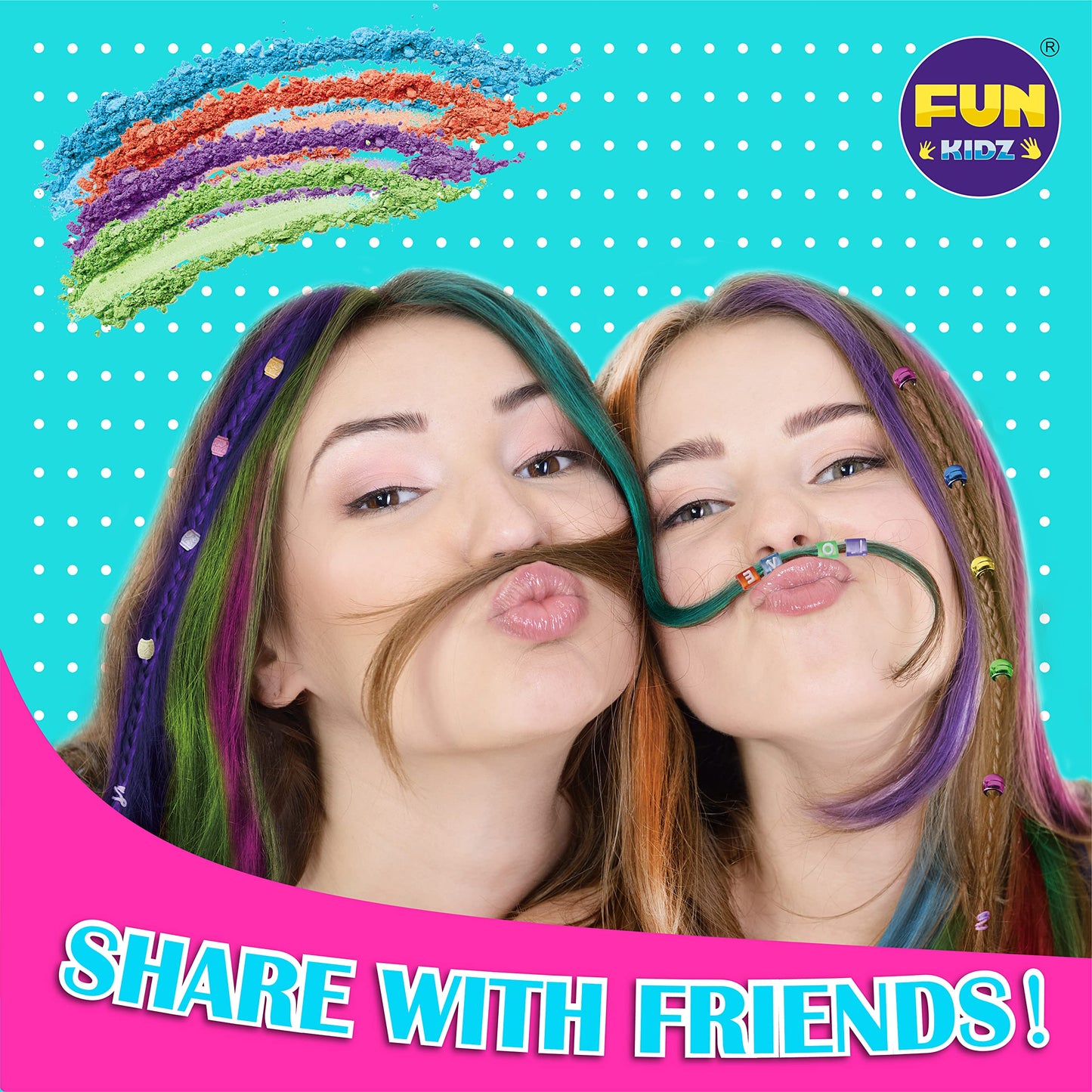 Hair Braiding Kit for Girls 8-12, FunKidz Handheld Hair Temporary Coloring Clamp with Hair Chalk for Kids Washable Hair Makeup Kit