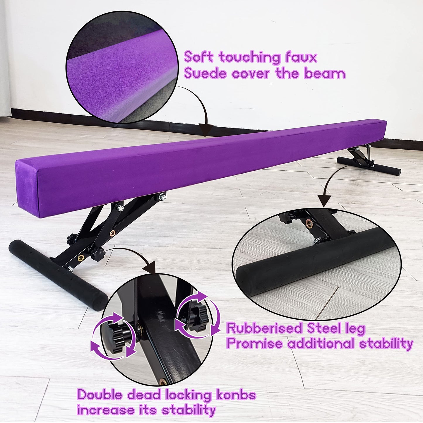 Seliyoo Adjustable Balance Beam,8FT gymnasitcs Beam, Balance Beam for Kids Ages 3-20,high and Lower Floor Beam,Gym Equipment for All Skills Practice at Home