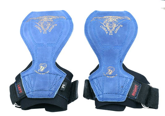 2018 Cobra Grips Flex Model Weight Lifting Gloves Heavy Duty Straps Alternative Power Lifting Hooks Best for Deadlifts with Padded Wrist Wrap Support Bodybuilding (Medium, Blue Leather)
