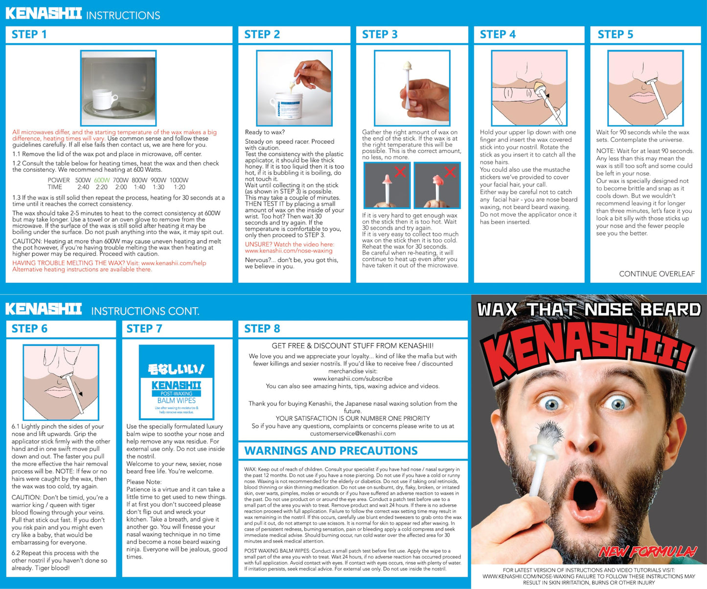 KENASHII Nose Wax Kit | 100 g Wax, 24 Applicators | Hair Removal Kit for Men and Women | Includes Balm Wipes and Mustache Guards | Lasts up to 5 Weeks