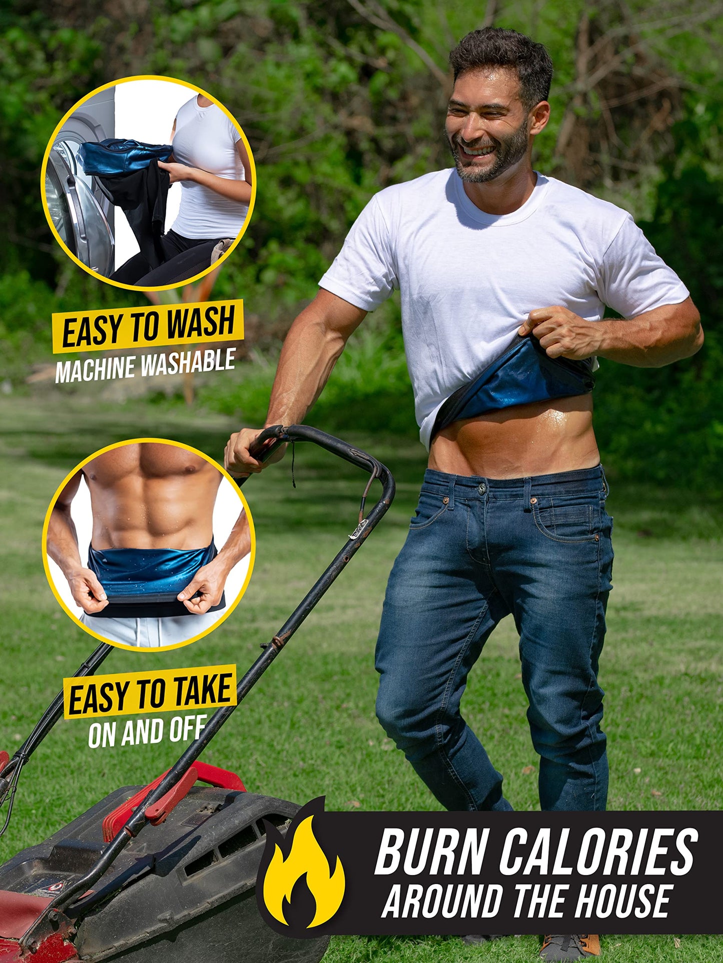 Sweat Spark Waist Trimmer for Men (Black, XS) - Sweat More, Shape Your Back & Abdomen, Wear During Workout