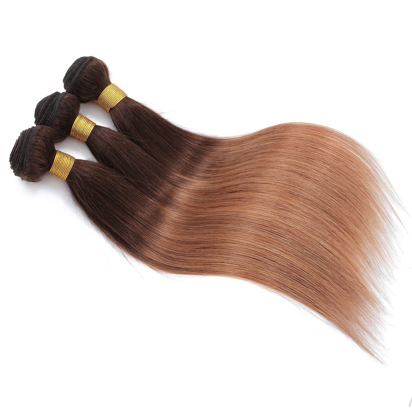 10A Ombre Human Hair Bundles Straight Bundles Brazilian 100% Unprocessed Virgin Remy Hair Bundles Straight Ombre Hair 2 Tone Black to Honey Brown Human Hair Extensions (T4/30, 20 22 24)