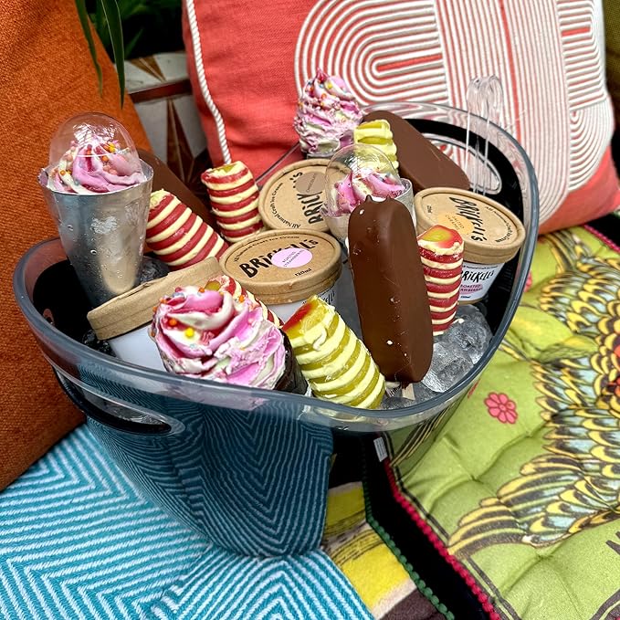 Acrylic Ice Bucket with tongs, Ice Bucket for Parties, Party Supply, Ice Bucket for Cocktail Bar, Champagne Bucket, Tub for Beer, Sparkling Wine, Cocktails, or Ice Cream., Large, Black