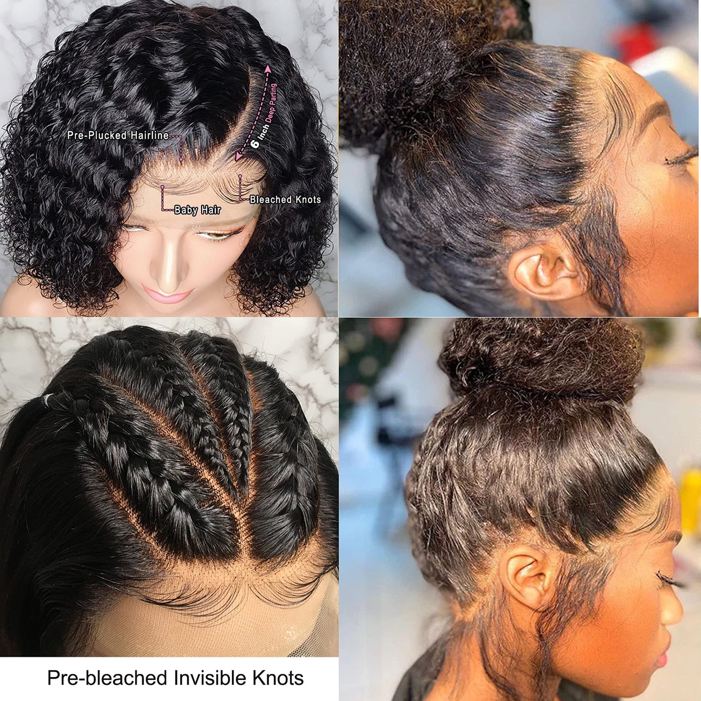 13x6 Lace Frontal Wigs for Black Women Pre Plucked Lace Wig Glueless Brazilian Remy Human Hair Wigs with Baby Hair (16 inch, 150% Density Lace Front Wig)