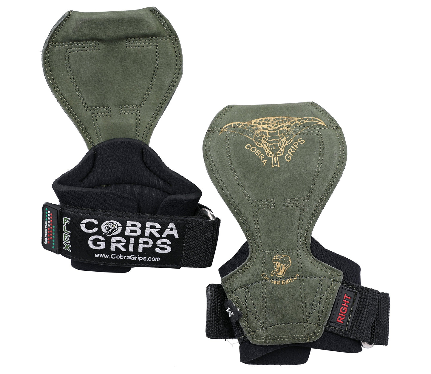 2018 Cobra Grips Flex Model Weight Lifting Gloves Heavy Duty Straps Alternative Power Lifting Hooks Best for Deadlifts with Padded Wrist Wrap Support Bodybuilding (Small, Green Rubber)