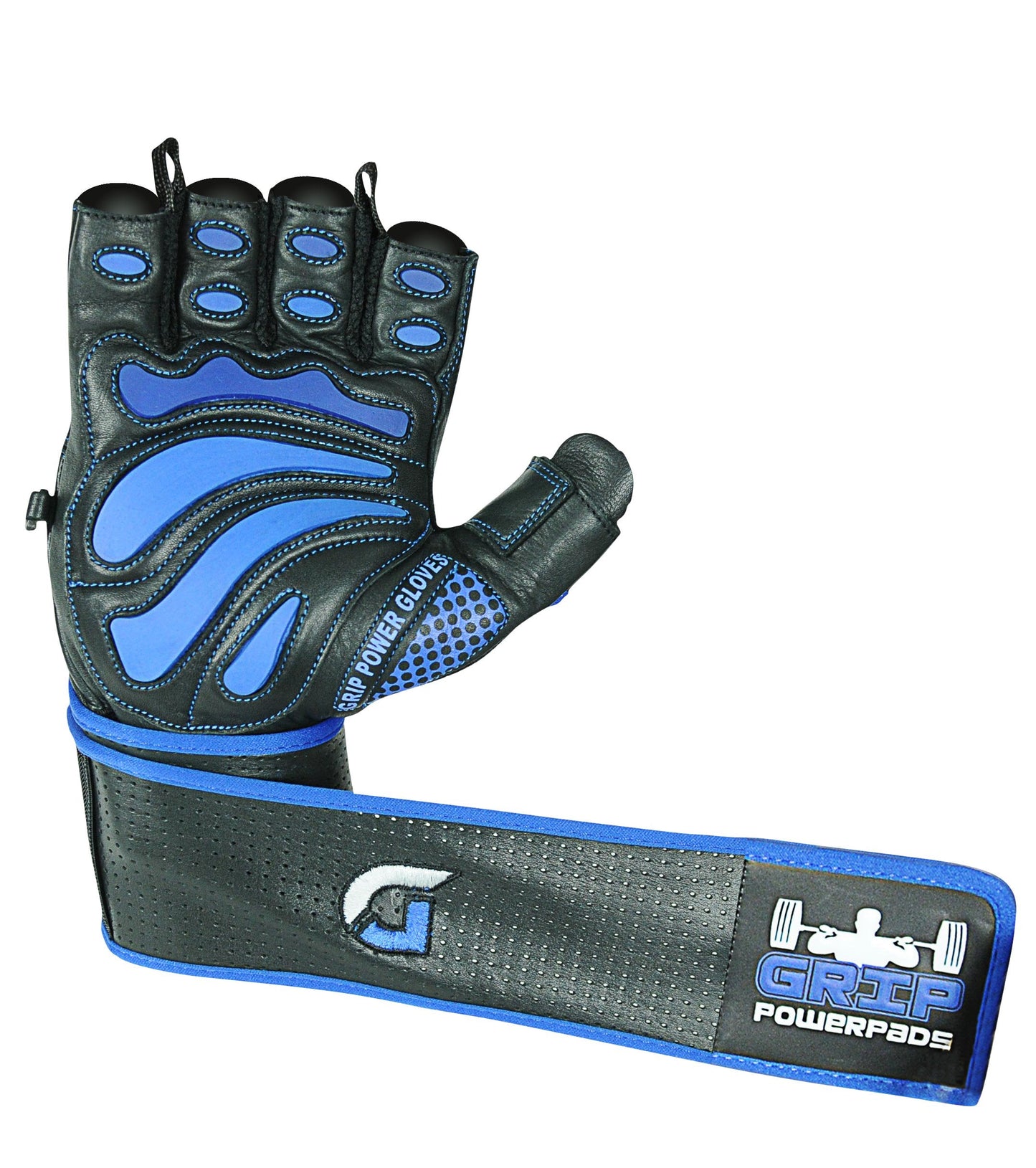 Grip Power Pads® Elite Leather Gym Gloves with Built-in 2” Wide Wrist Wraps - Leather Glove Design for Weight Lifting, Power Lifting, Bodybuilding & Strength Training Workout Exercises (Medium)