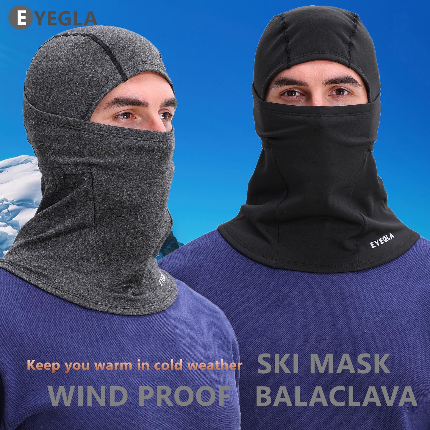 2 Pieces Balaclava Ski Mask for Men Cold Weather,Winter Thermal Face Mask Women for Snowboard Motorcycle Cycling