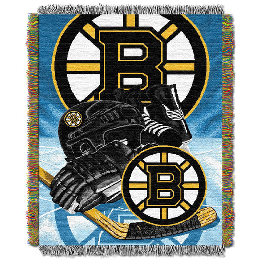 Northwest NHL Boston Bruins Unisex-Adult Woven Tapestry Throw Blanket, 48" x 60", Home Ice Advantage