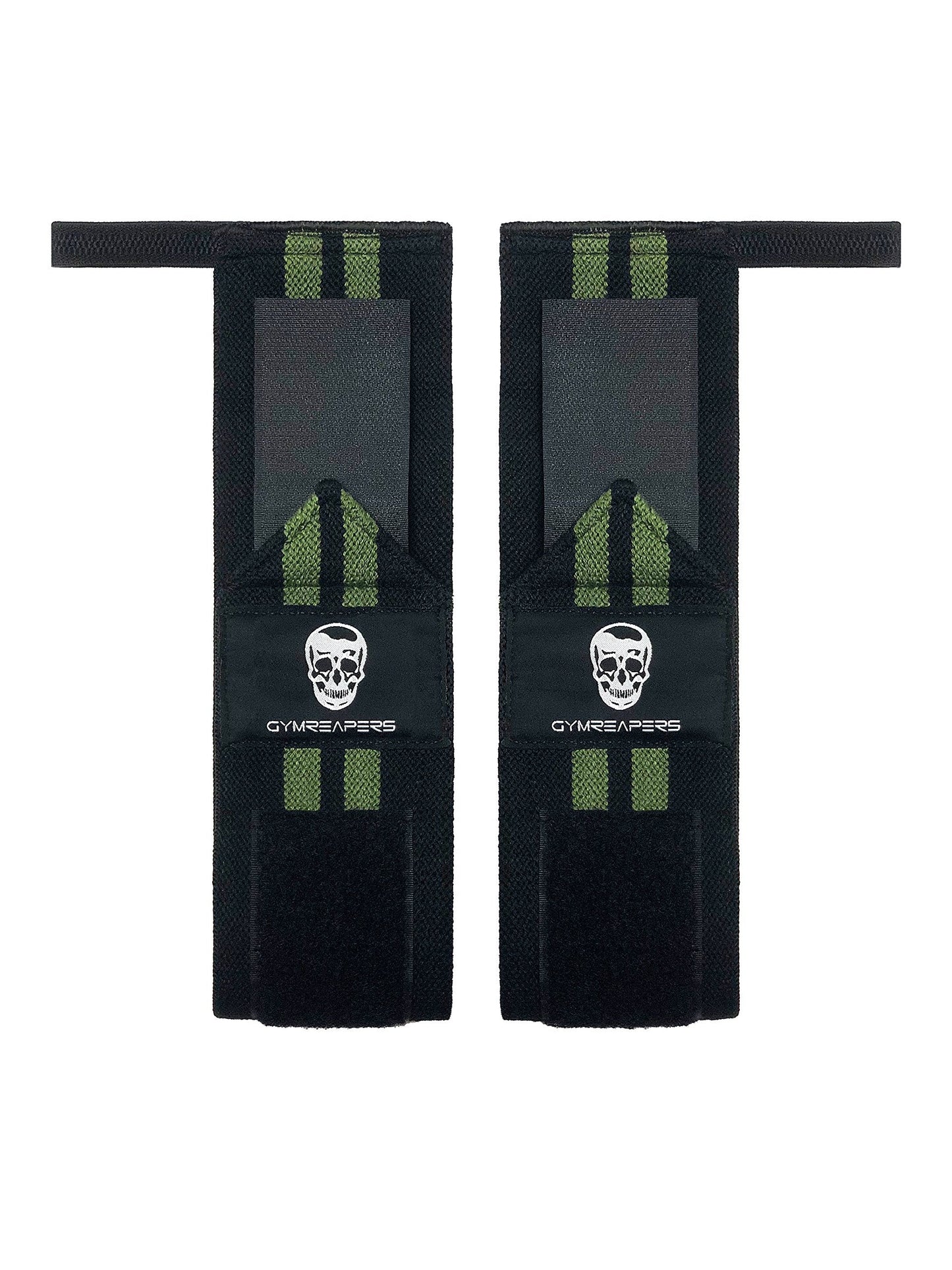 Gymreapers Weightlifting Wrist Wraps (Competition Grade) 18" Professional Quality Wrist Support with Heavy Duty Thumb Loop - Strength Training, Bodybuilding(Military Green,18")