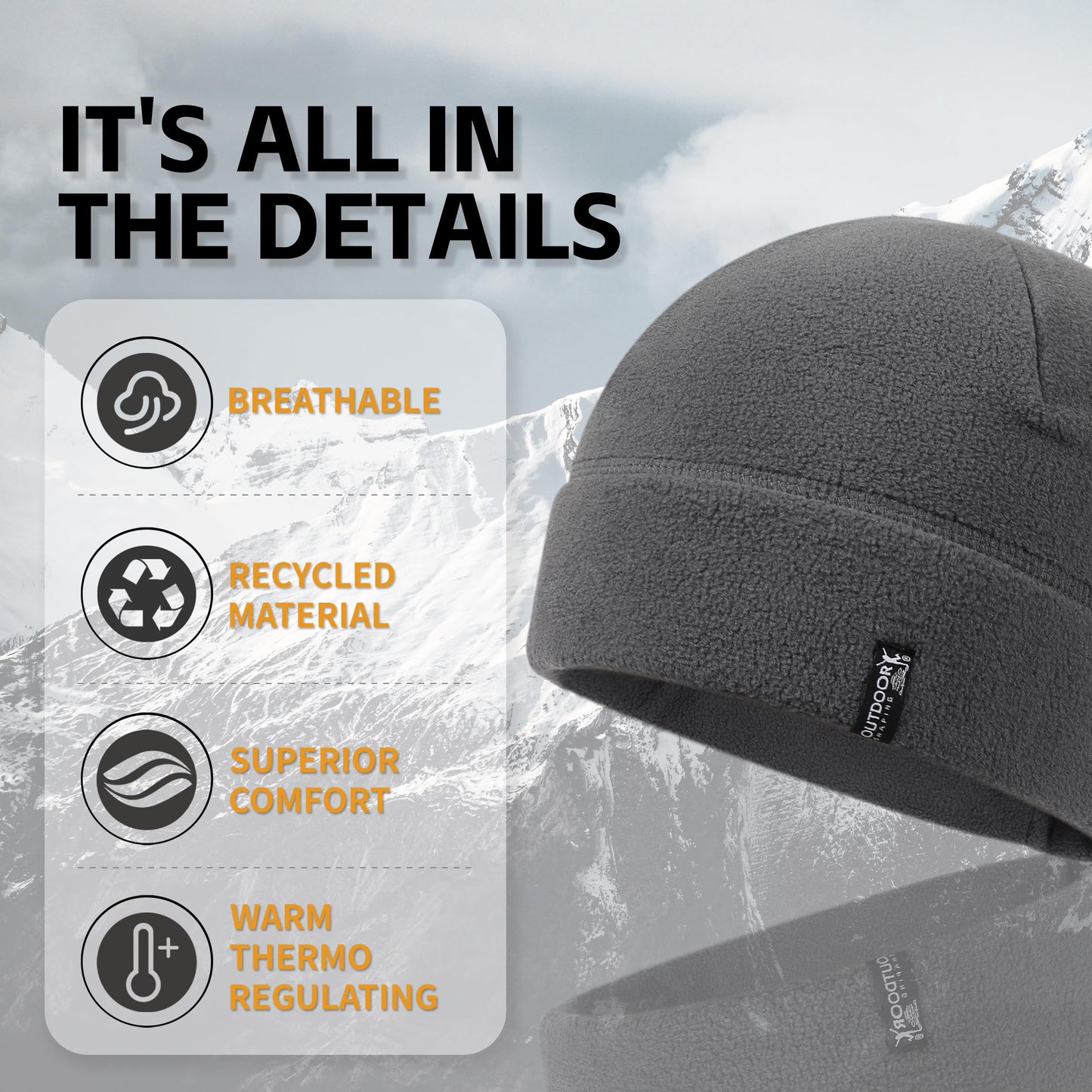 2 Pack Tactical Fleece Cap Winter Warm Beanie Military Army Watch Cap Gift for Men Women