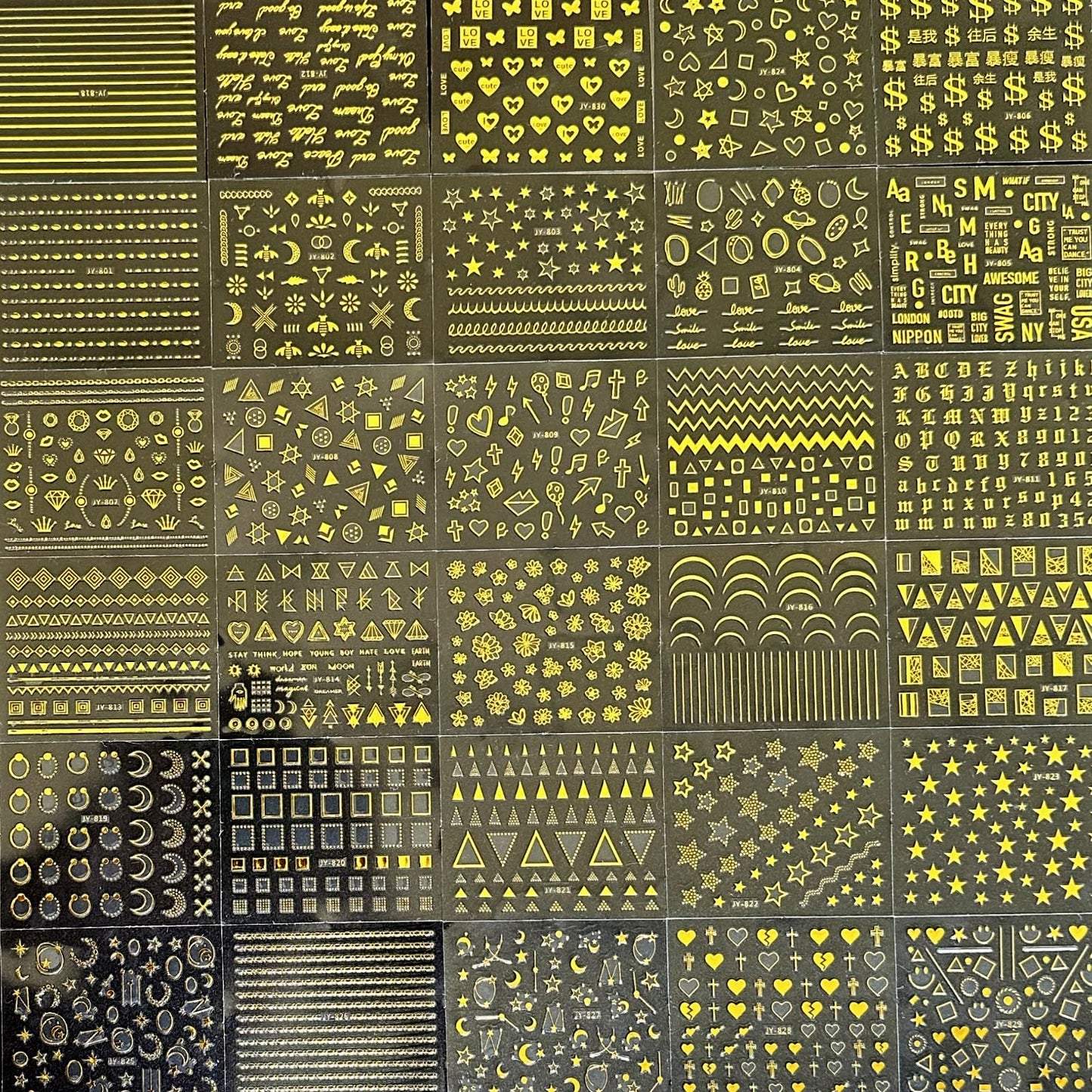 30 Sheets Gold Nail Stickers Decals Gold Star Line Nail Decals 3D Self-Adhesive Nail Art Stickers Flower Butterfly Nail Supplies for DIY Acrylic Nails for Women