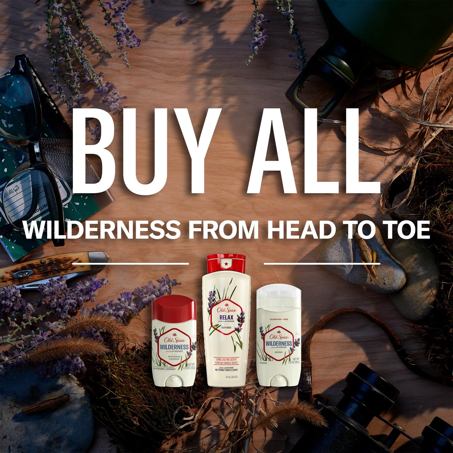 Old Spice Antiperspirant & Deodorant for Men, 24/7 Sweat & Odor Protection, 24/7 Freshness with Long Lasting Scent, Wilderness with Lavender Scent, 2.6 oz (Pack of 3)