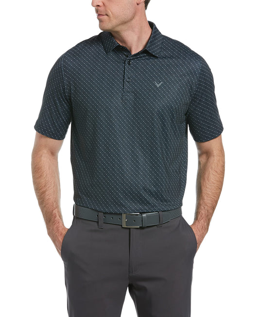 Callaway Men's Swing Tech Short Sleeve Golf Polo Shirt (Size Small-6X Big & Tall), Chevron Caviar/Bright White, Large