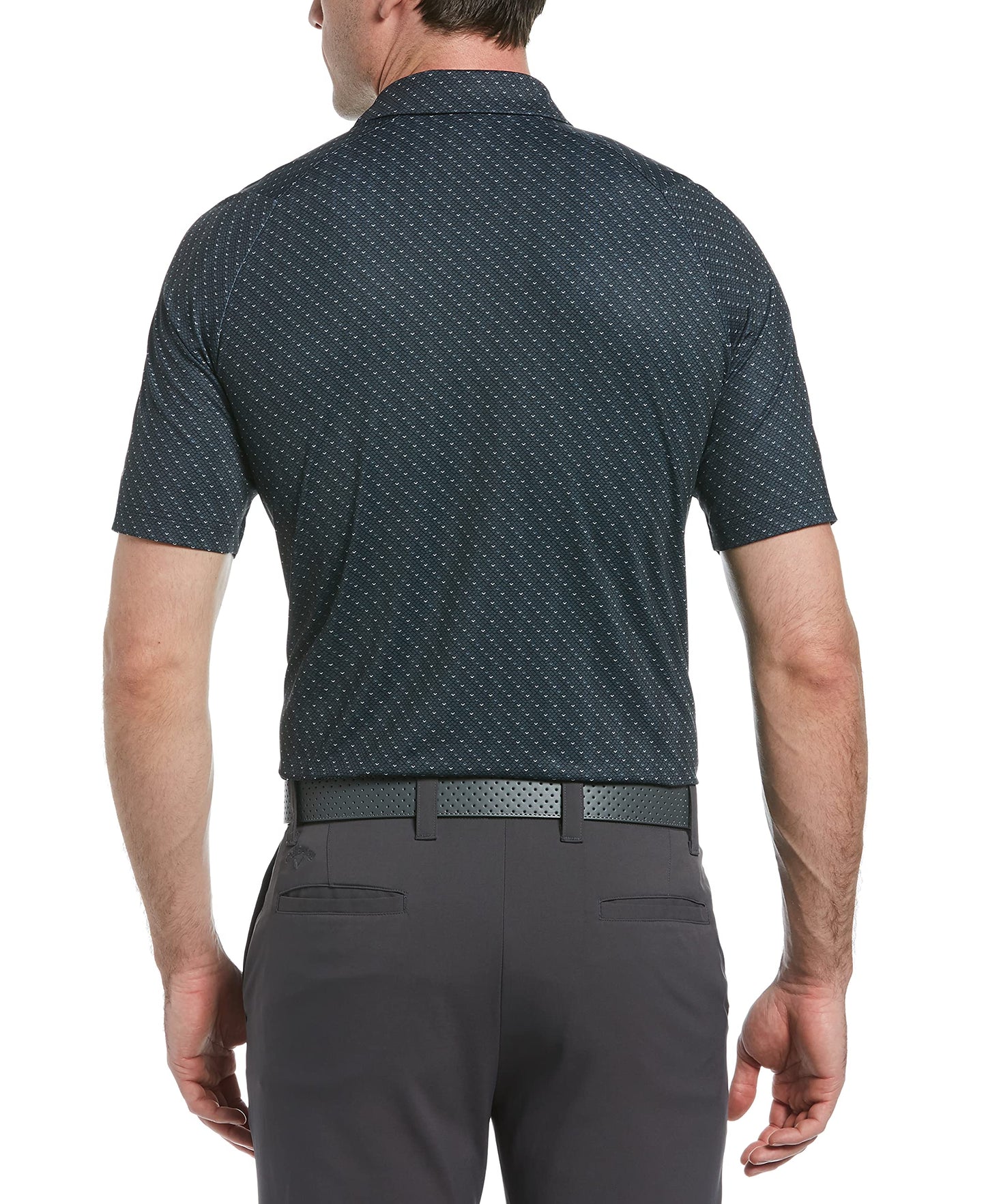 Callaway Men's Swing Tech Short Sleeve Golf Polo Shirt (Size Small-6X Big & Tall), Chevron Caviar/Bright White, Large