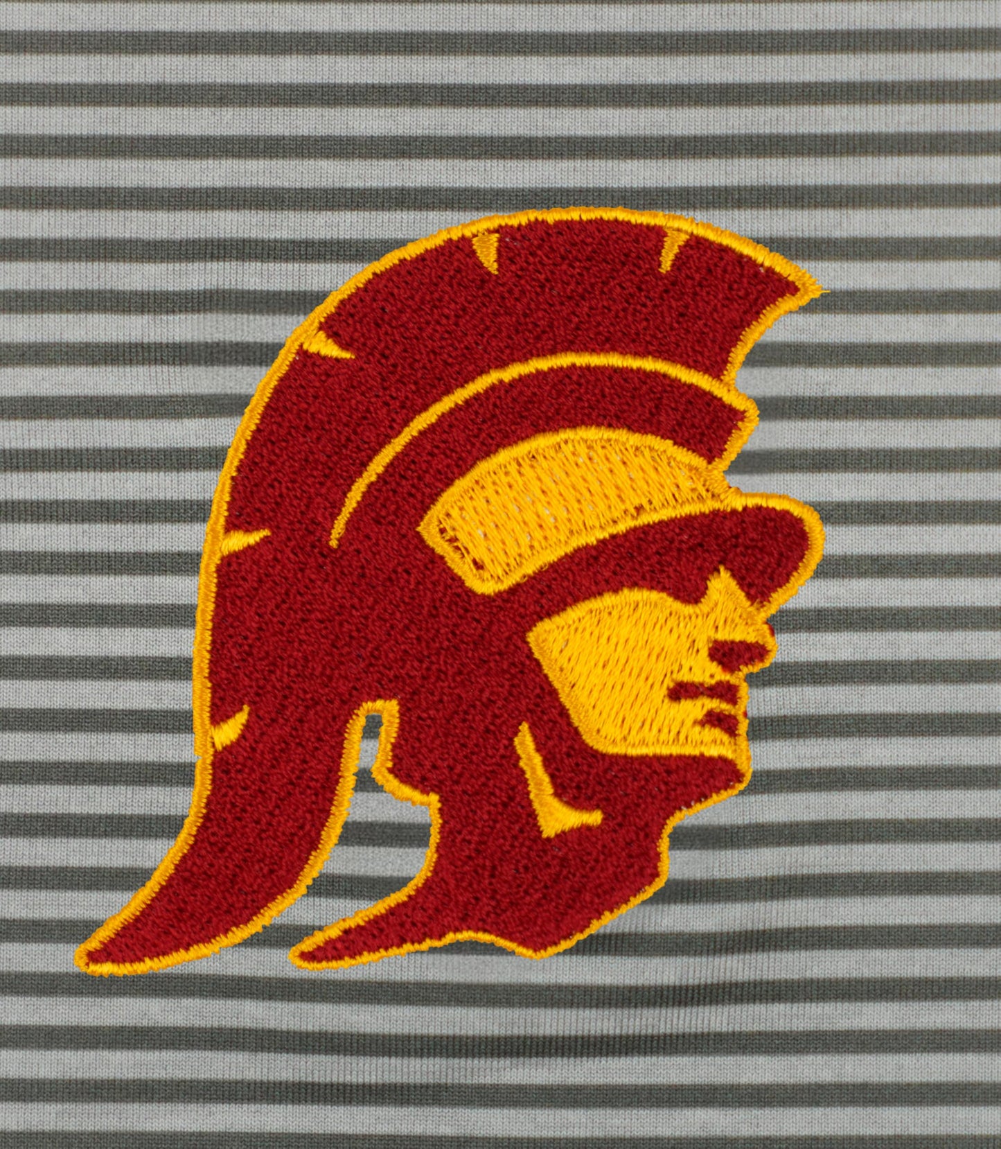 Vantage Apparel Collegiate Premium Moisture Wicking Stretch Fit Striped Polo, USC Trojans, Dark Gray, X-Large