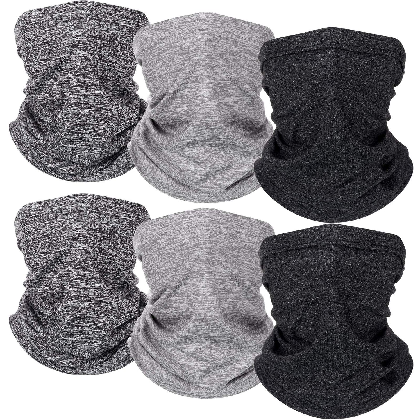 6 Pieces Winter Neck Warmer Gaiter Fleece Neck Gaiter Unisex Face Covering Lined Warm Cold Weather Scarf Wrap for Men Women (Classic Colors)