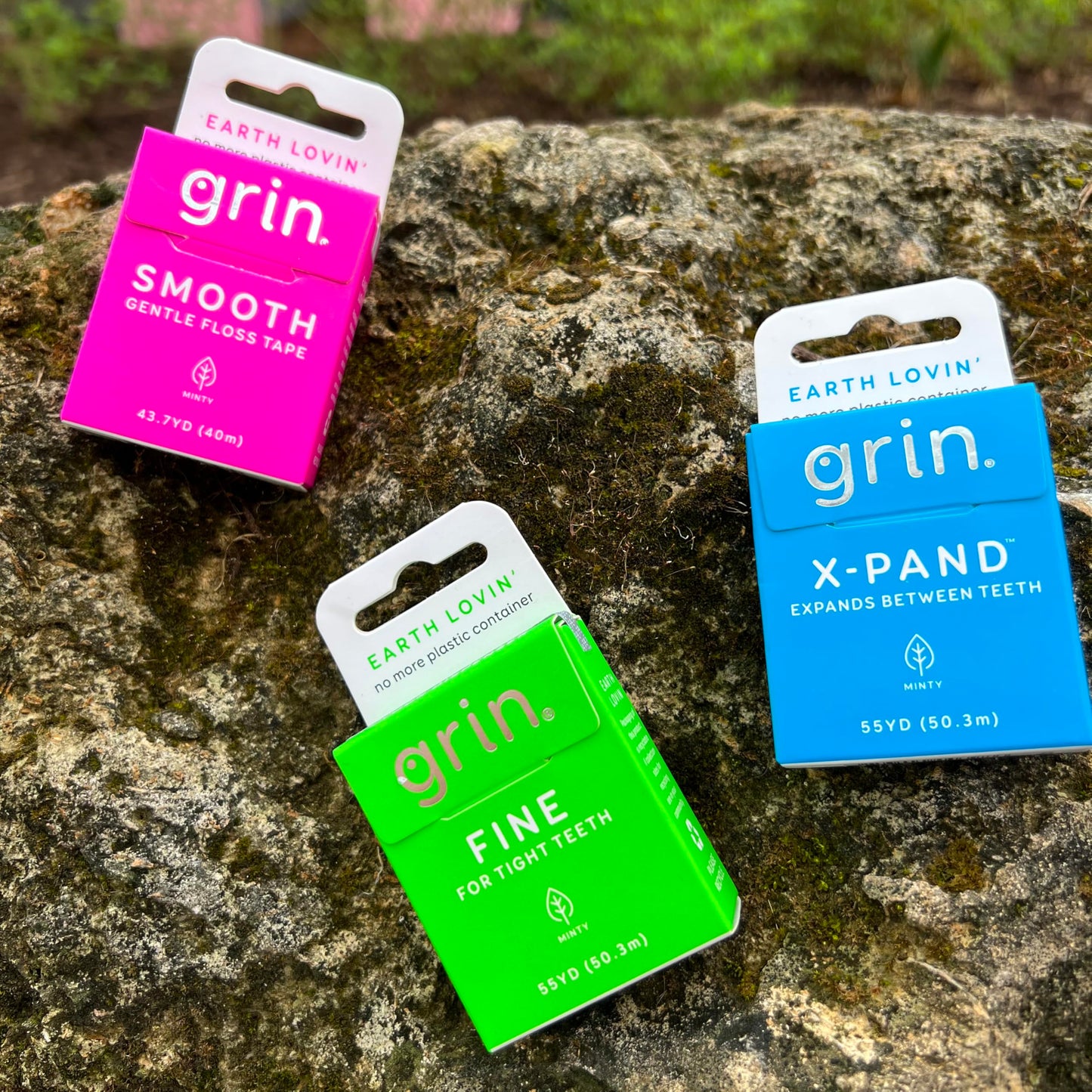 GRIN X-Pand Floss Box, Expands Between Teeth, 55 Yards (50.3m), Minty Flavor, Recyclable Packaging, 165 Feet of Strong Fine Dental Floss, No More Plastic Container, No Shredding or Breaking