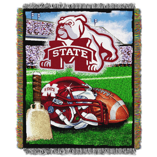 Northwest NCAA Mississippi State Bulldogs Unisex-Adult Woven Tapestry Throw Blanket, 48" x 60", Home Field Advantage