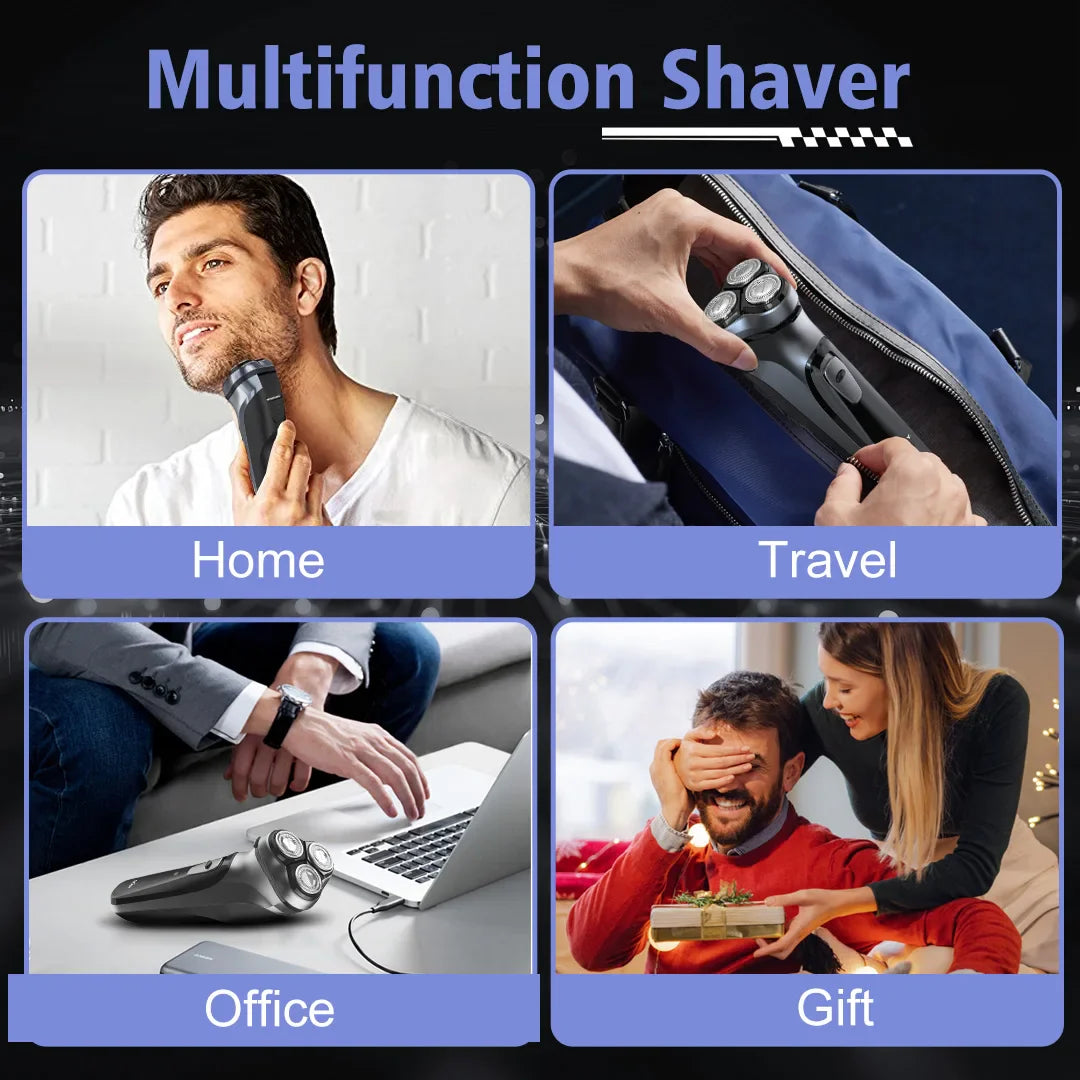 Sejoy Electric Rotary Shaver Razor for Men Type-C Rechargeable Shaving Beard Machine Intelligent Control Travel Lock 100% New